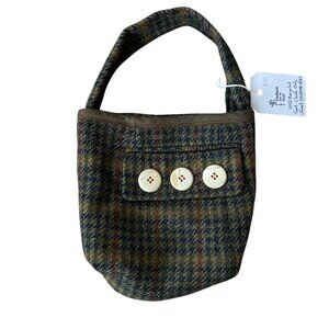 Handmade from the Heart women's olive green plaid handmade handbag with pocket